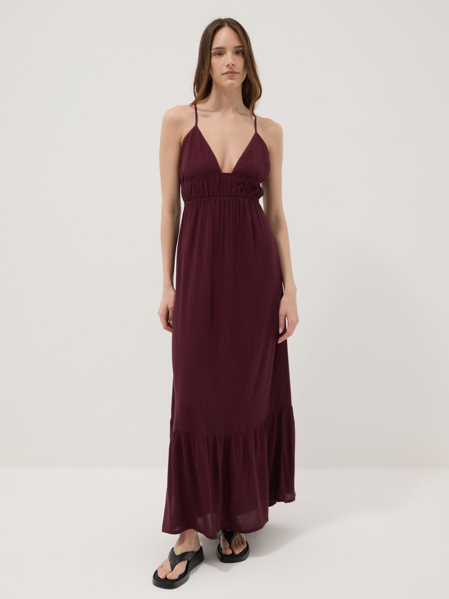 Purple maxi dress in pure viscose_1
