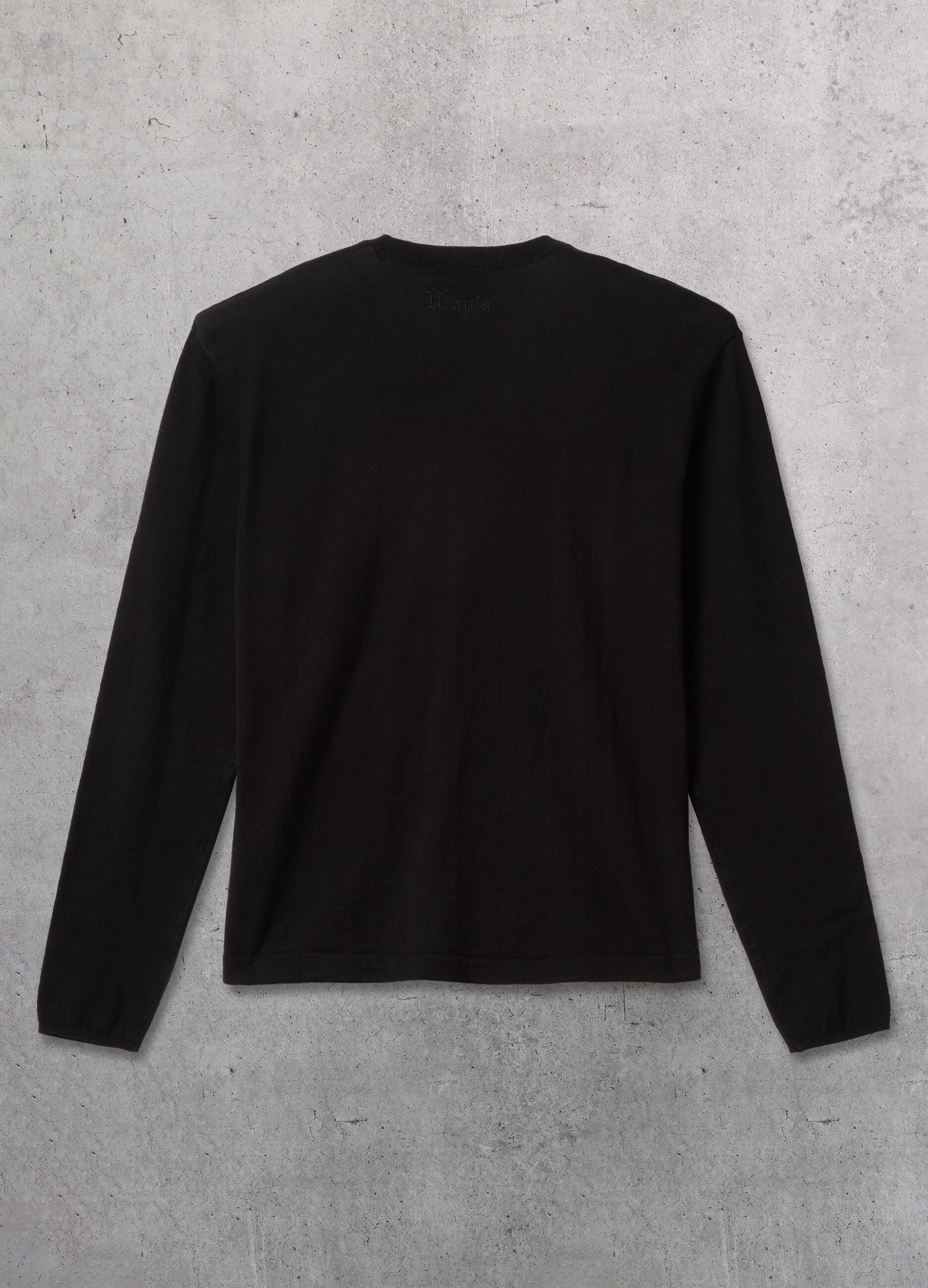 Black Knit Long-Sleeve T-Shirt