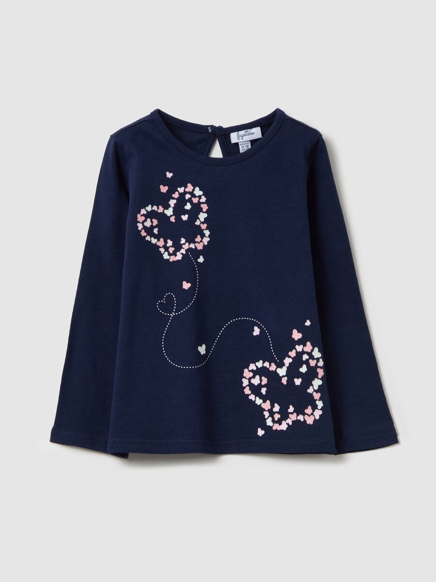 Cotton T-shirt with print and long sleeves_0