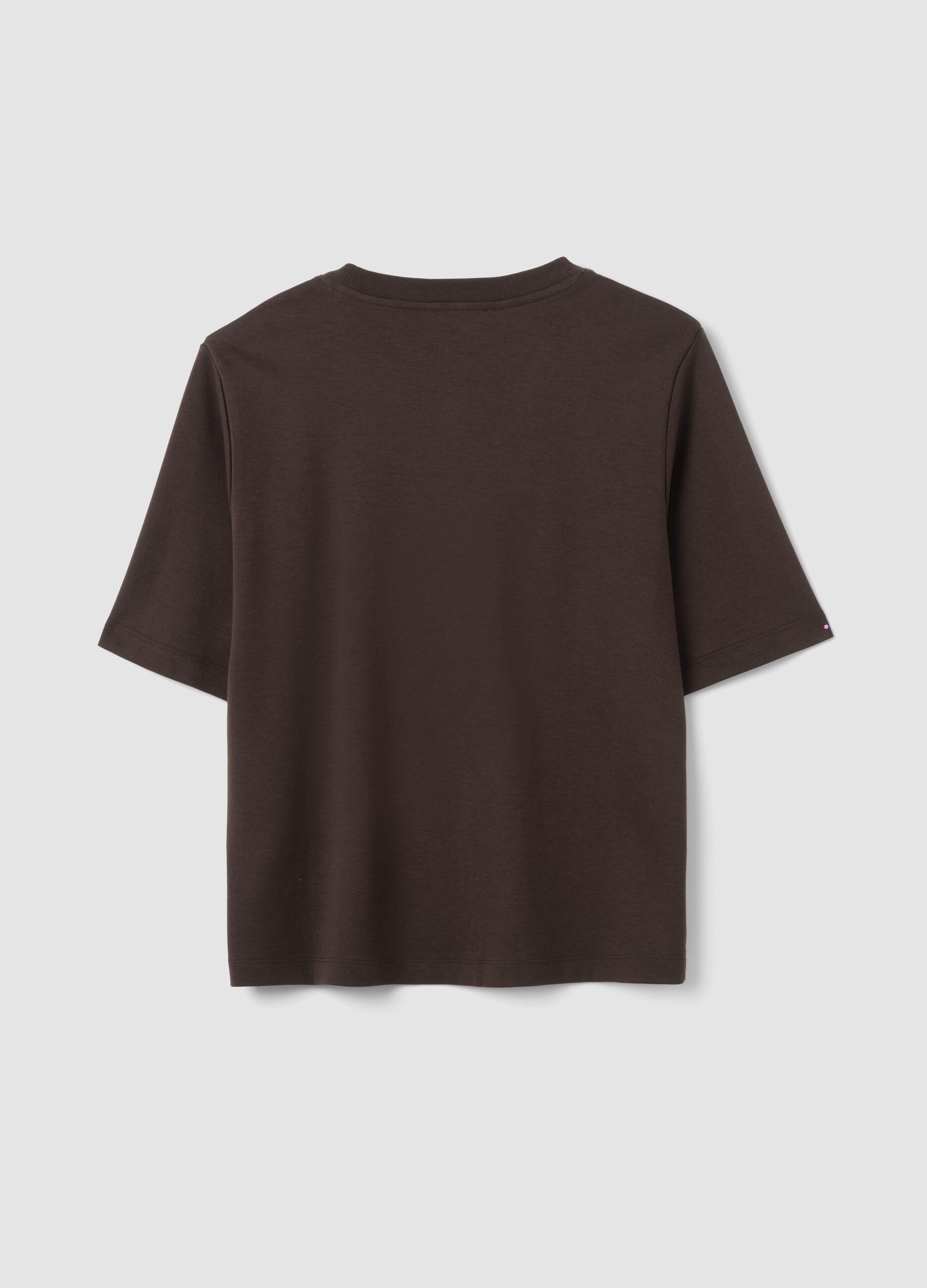 Brown boxy-fit T-shirt in a cotton&ndash;viscose blend