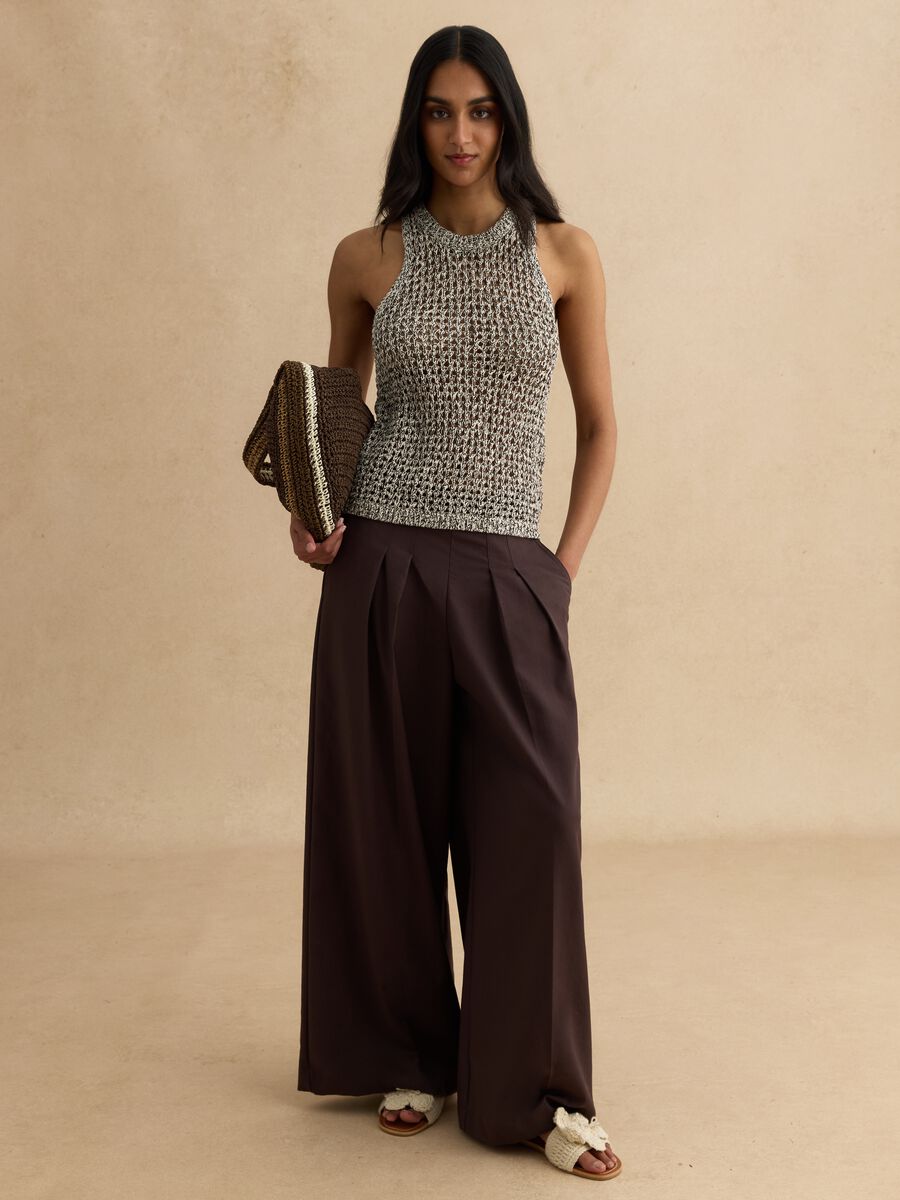 Tank top in misto cotone multicolor regular fit con design a maglia_1