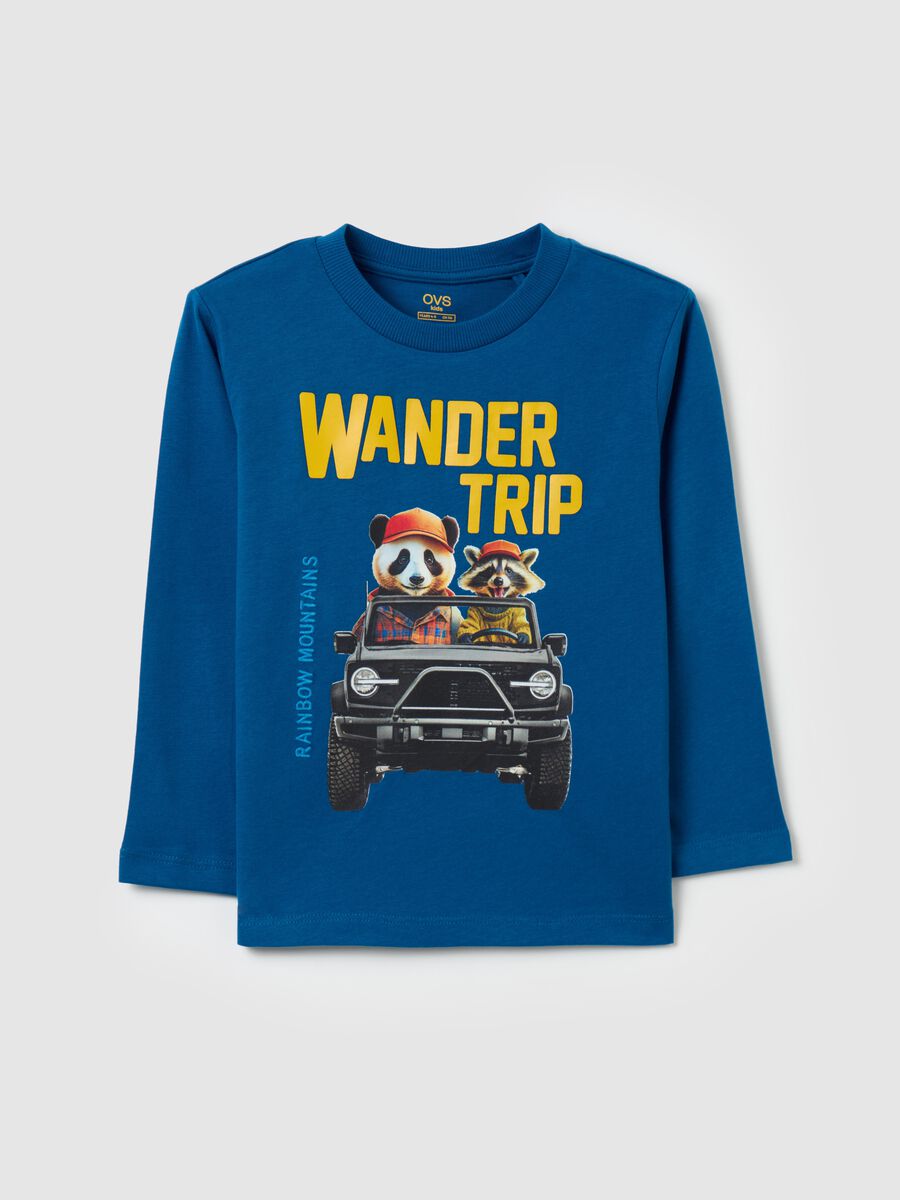 Long-sleeves T-shirt with "Wander Trip" print_0