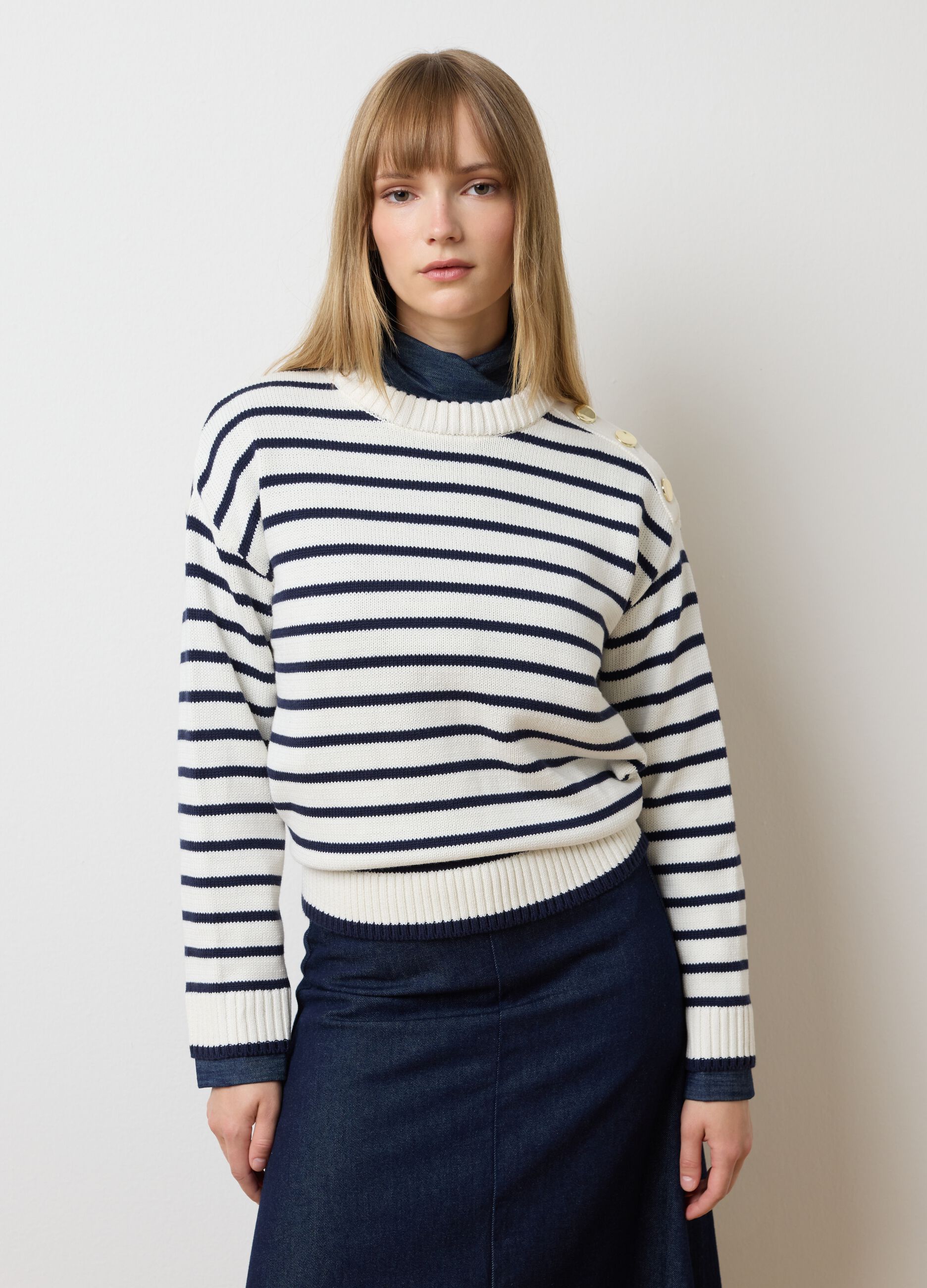Maglione in misto cotone a righe oversize