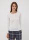 White organic cotton pyjama top with grandad collar_1