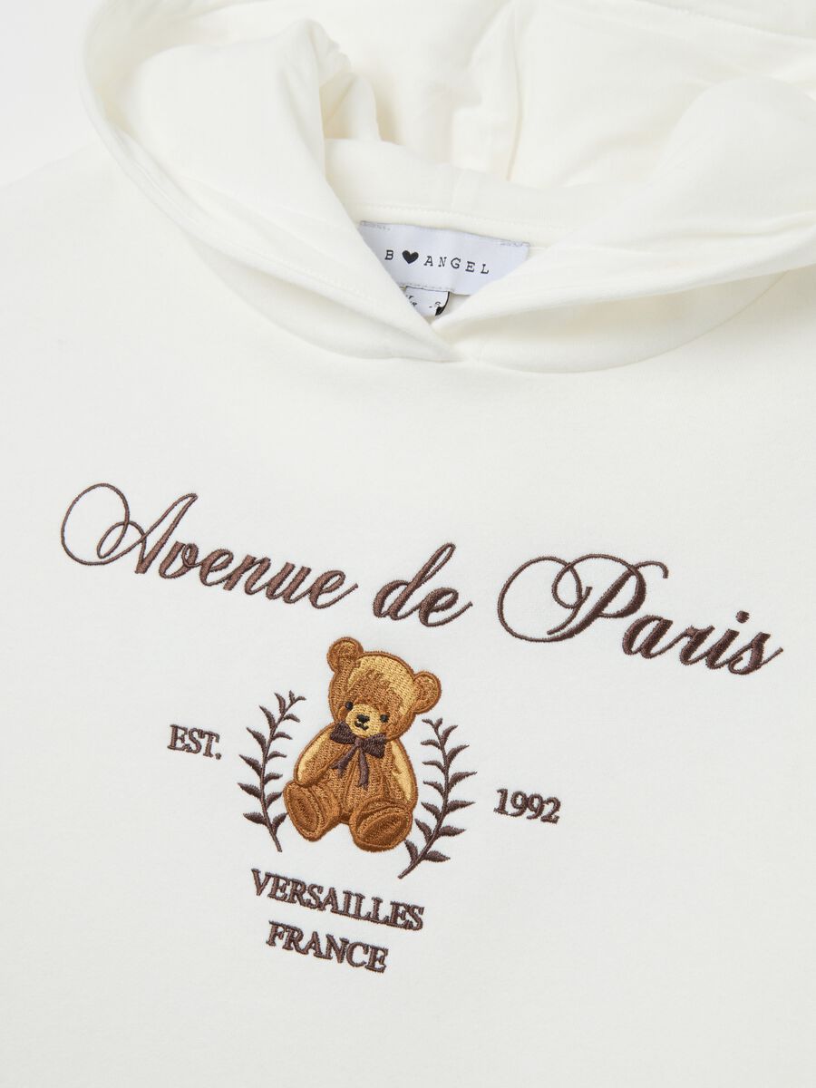 Felpa in misto cotone bianca relaxed fit con scritta_5