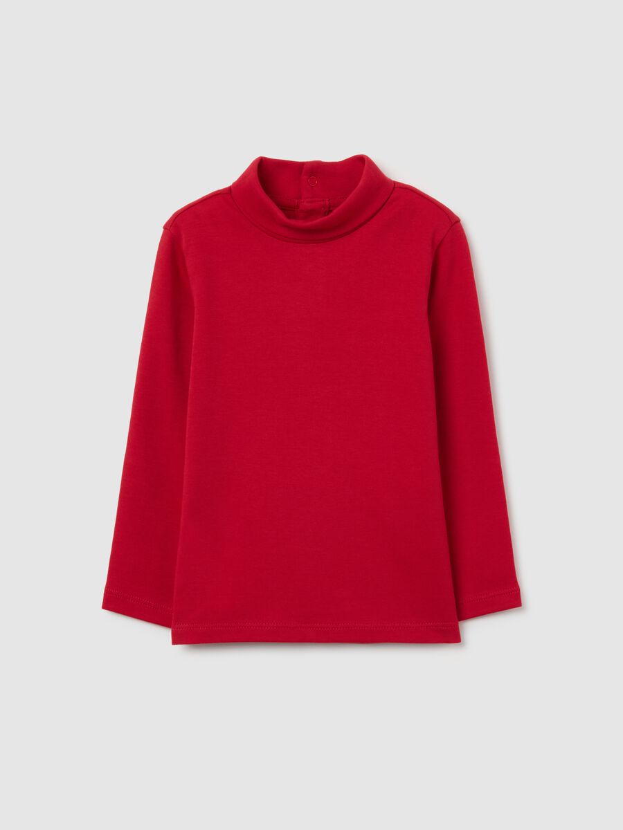 Red high-neck cotton kids' top in regular fit_0