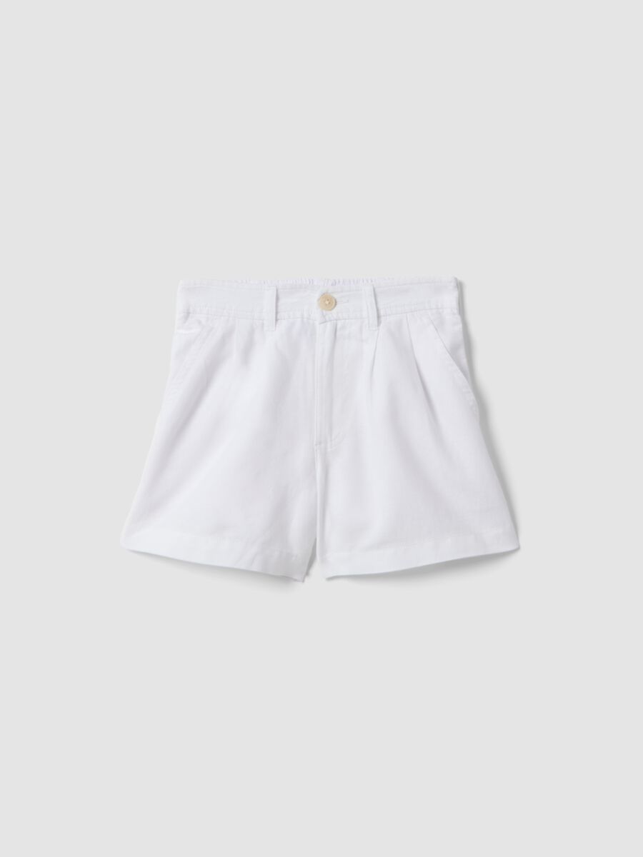 Girls&rsquo; white linen-cotton blend regular-fit shorts_3