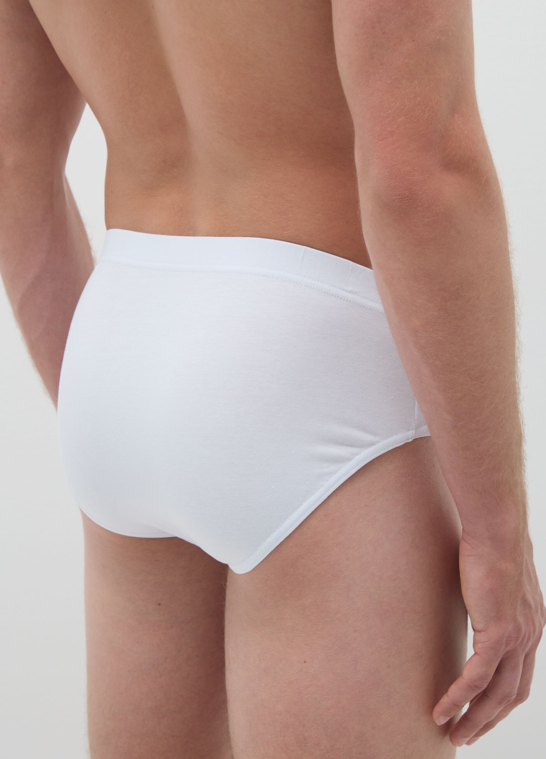 Regular fit white cotton briefs