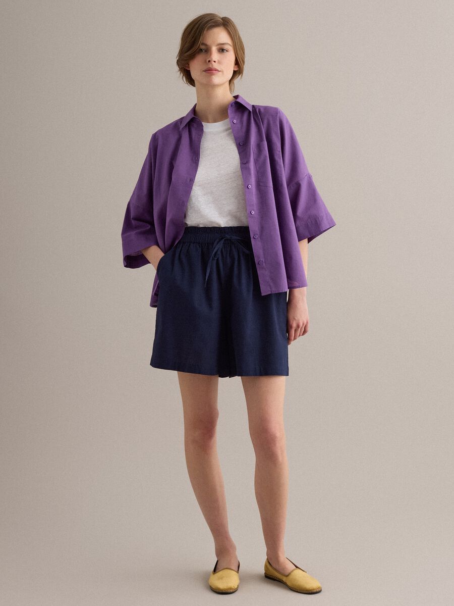 Camicia viola in puro cotone over fit_2