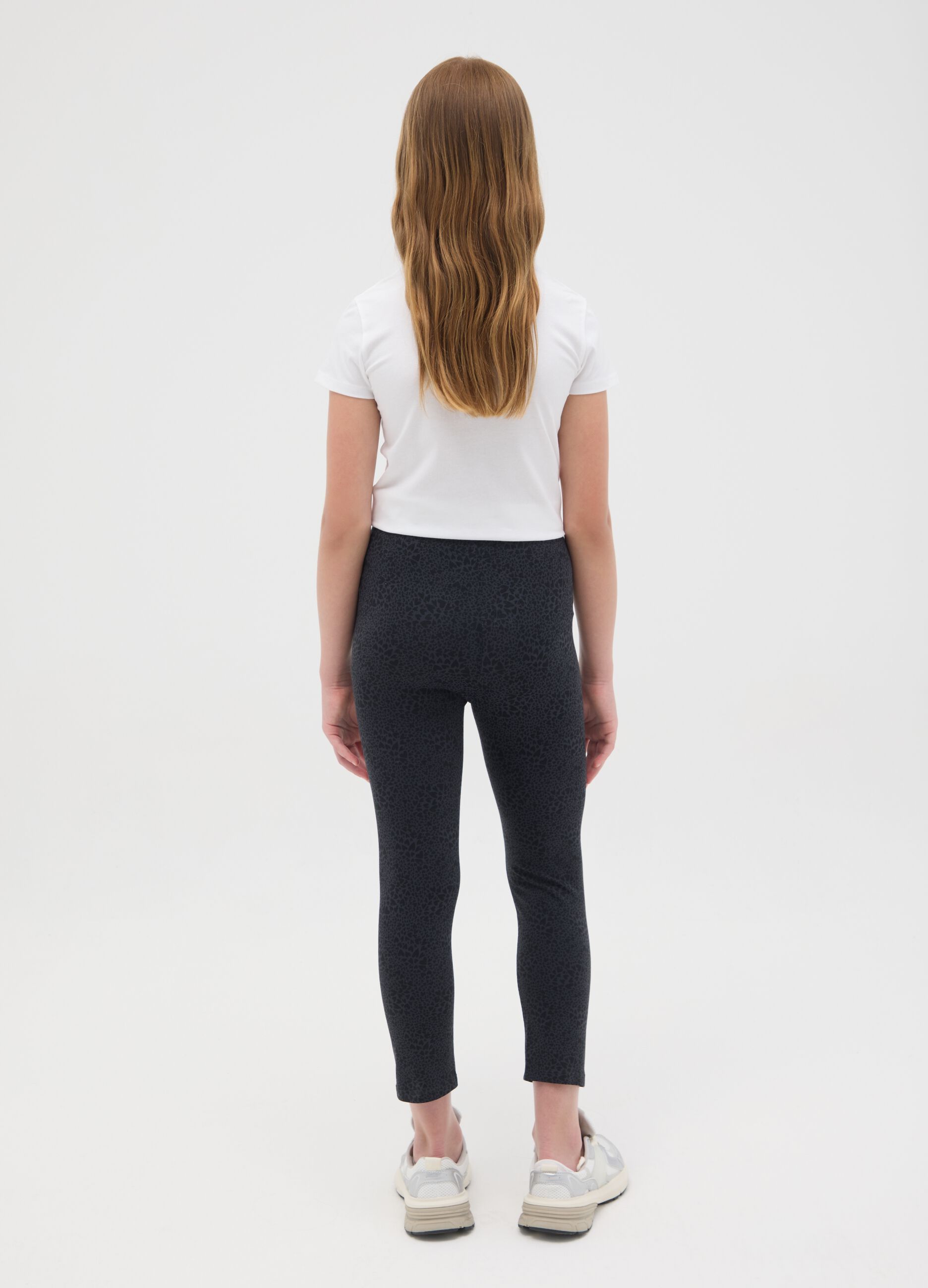 Girls' black skinny stretch cotton trousers