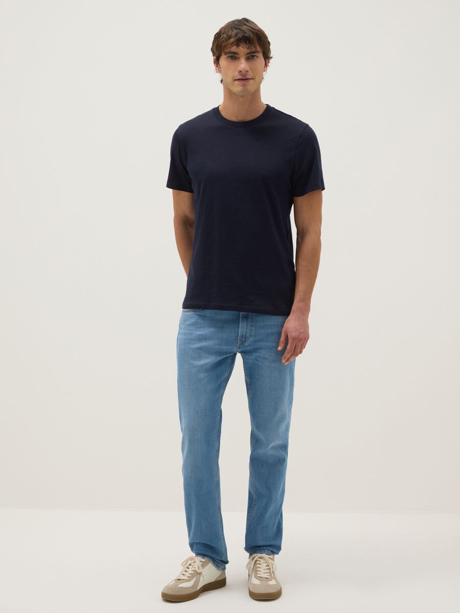 T-shirt in puro cotone blu regular fit_1
