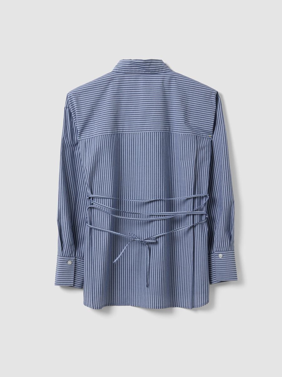 Blue striped pure cotton poplin shirt, regular fit_6