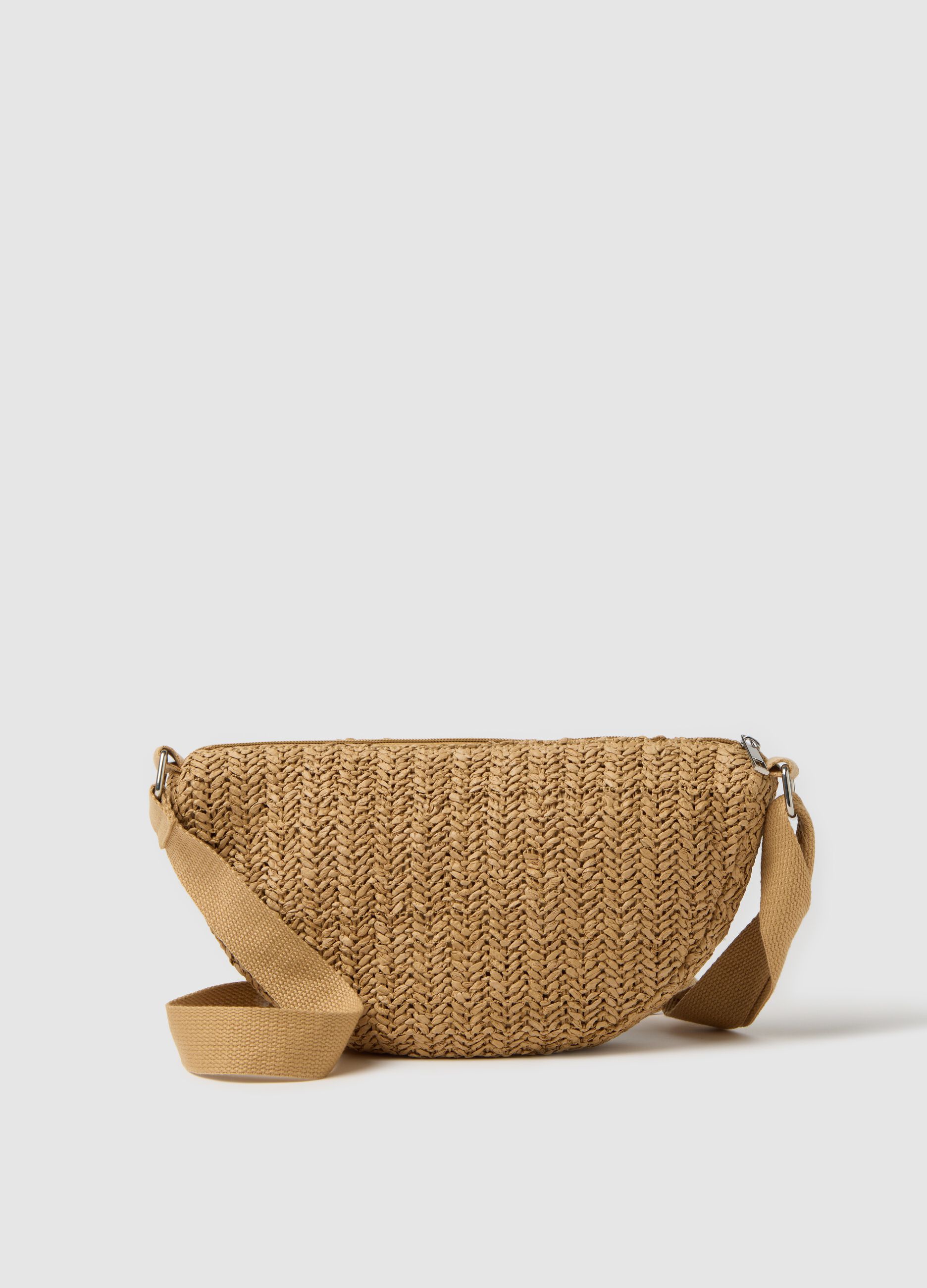 Beige hobo bag in raffia
