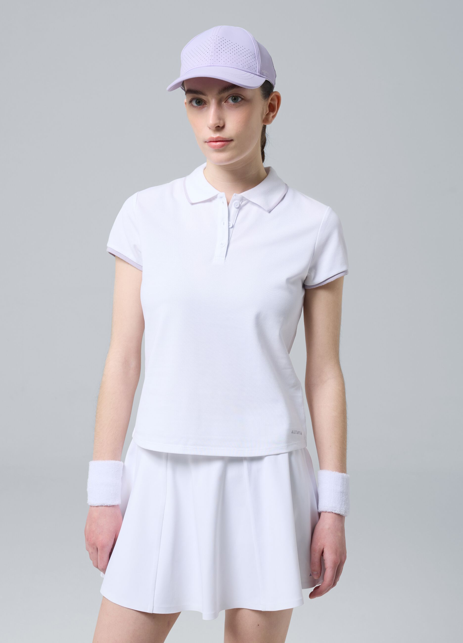 Polo sportiva bianca in cotone elasticizzato ALTAVIA COURT