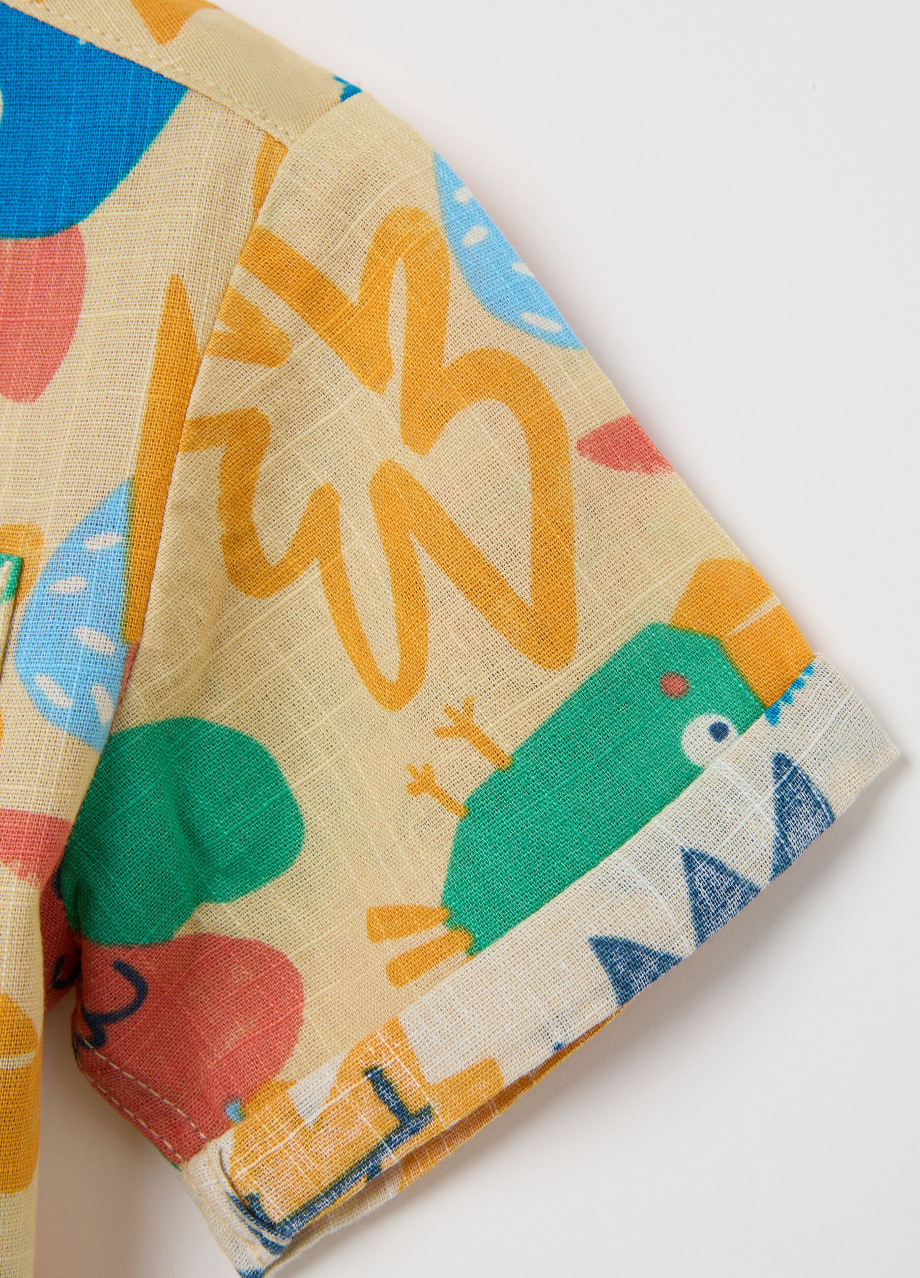 Child's short sleeve pure cotton multicolour over fit shirt with classic collar