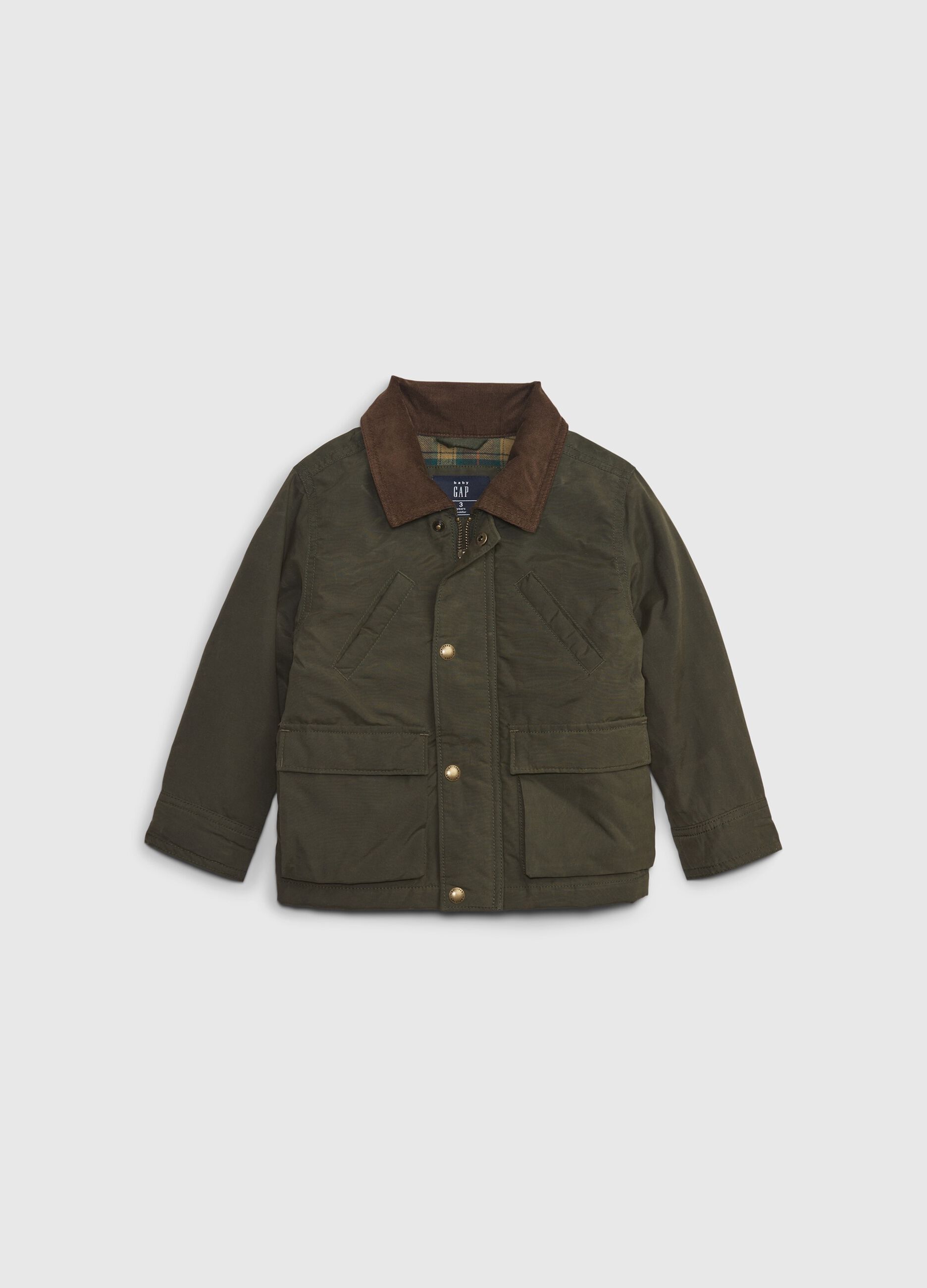 Giacca cerata full-zip con ricamo orsetto