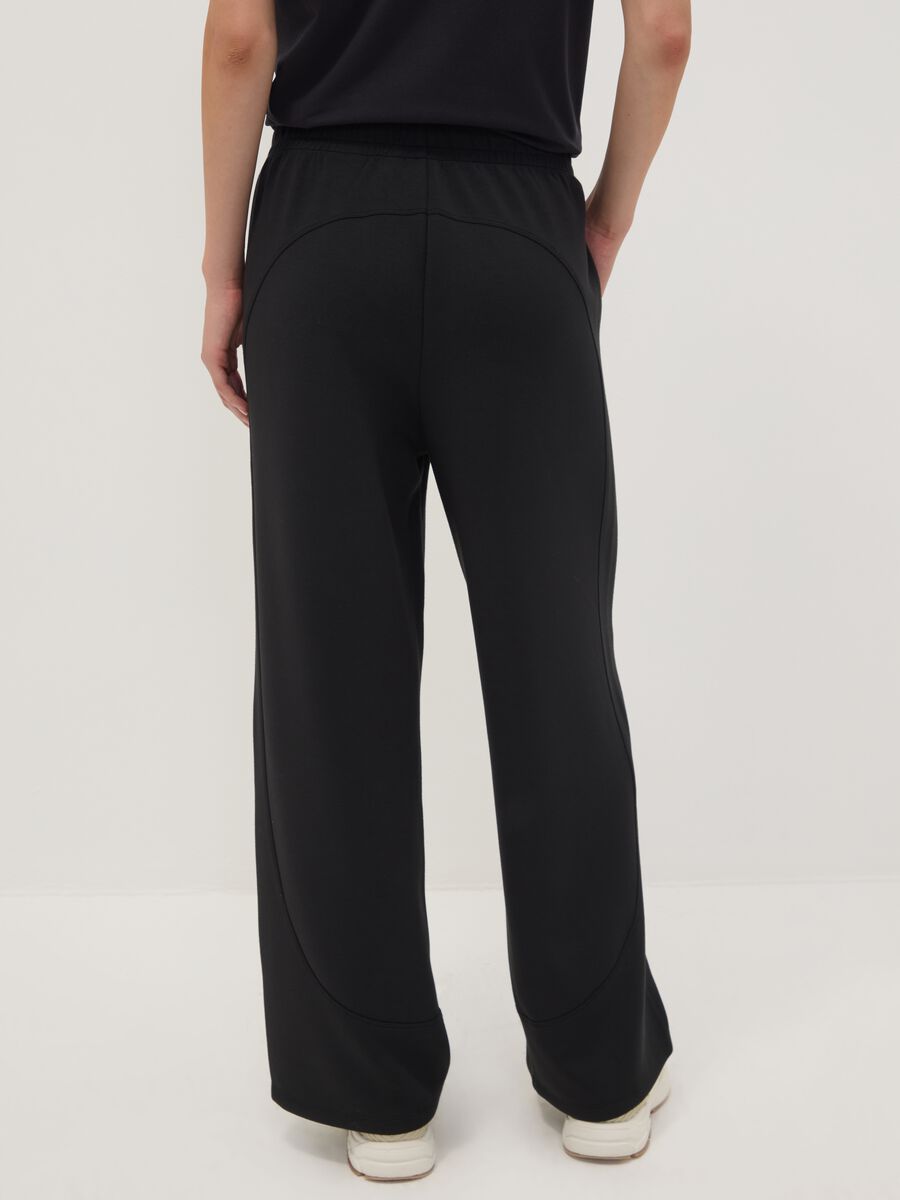 Black regular-fit stretch viscose jersey trousers_2