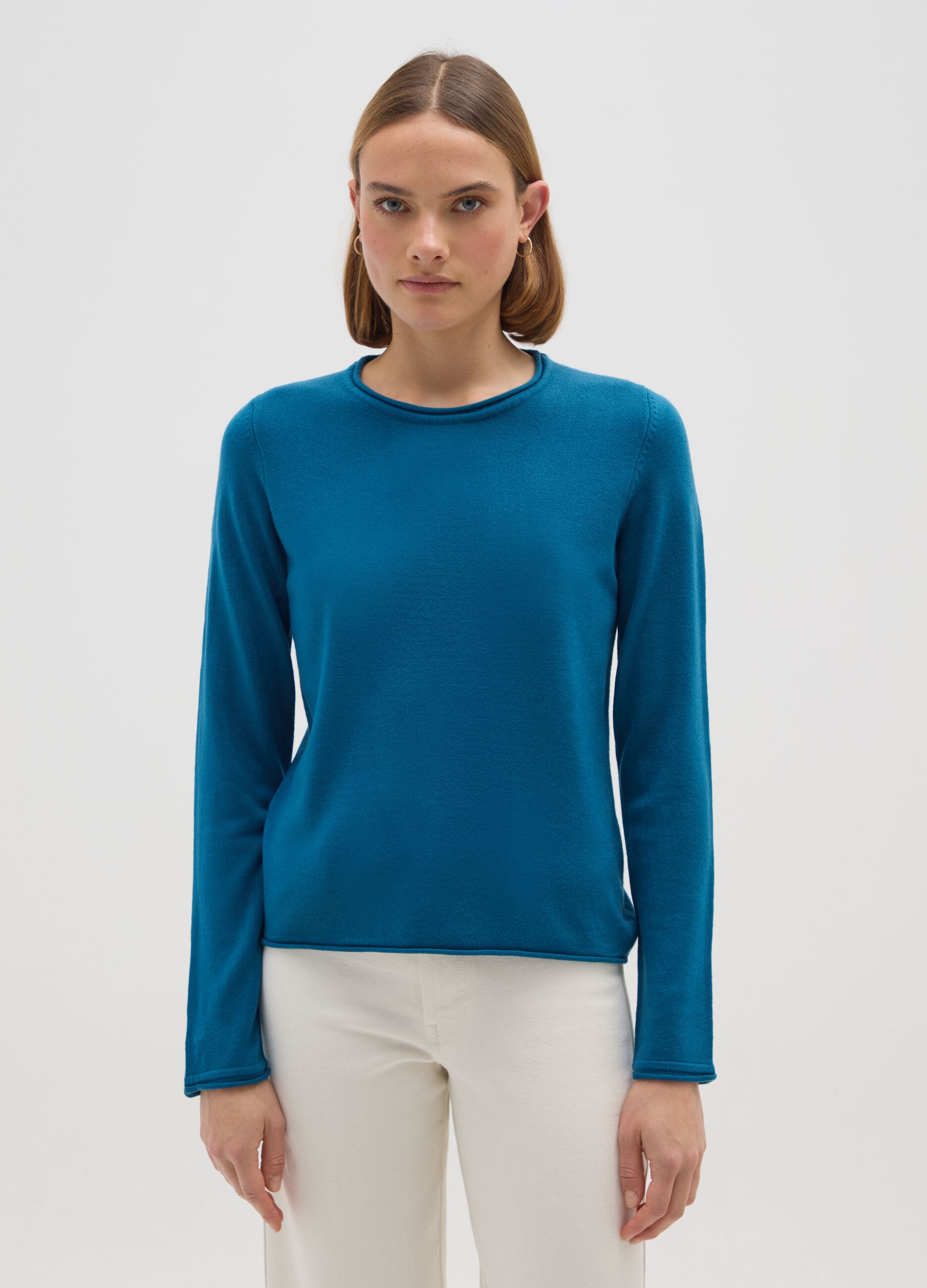 Blue Acrylic Blend Sweater