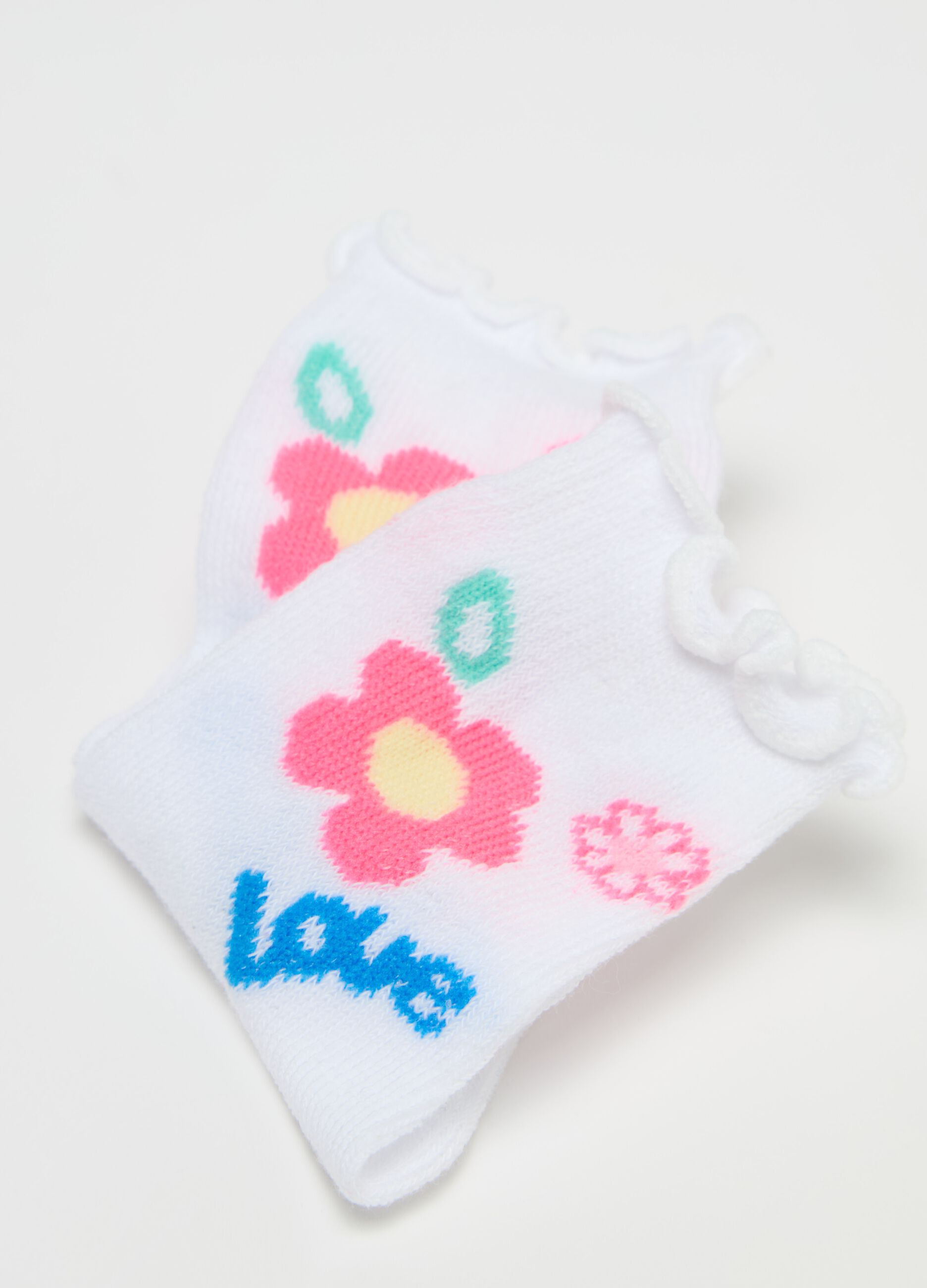 Tripack calze con disegno righe e fiore