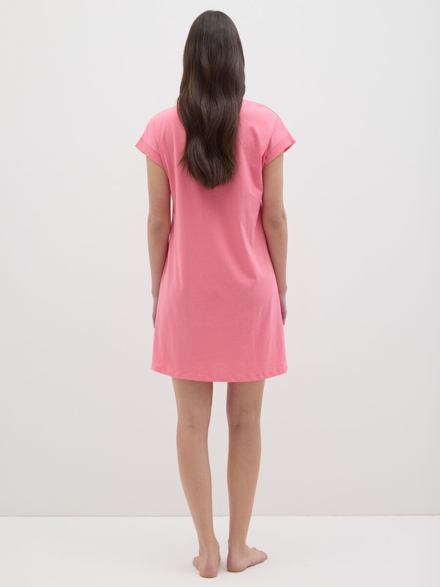 Women's pink pure cotton dress with cocktail print_2