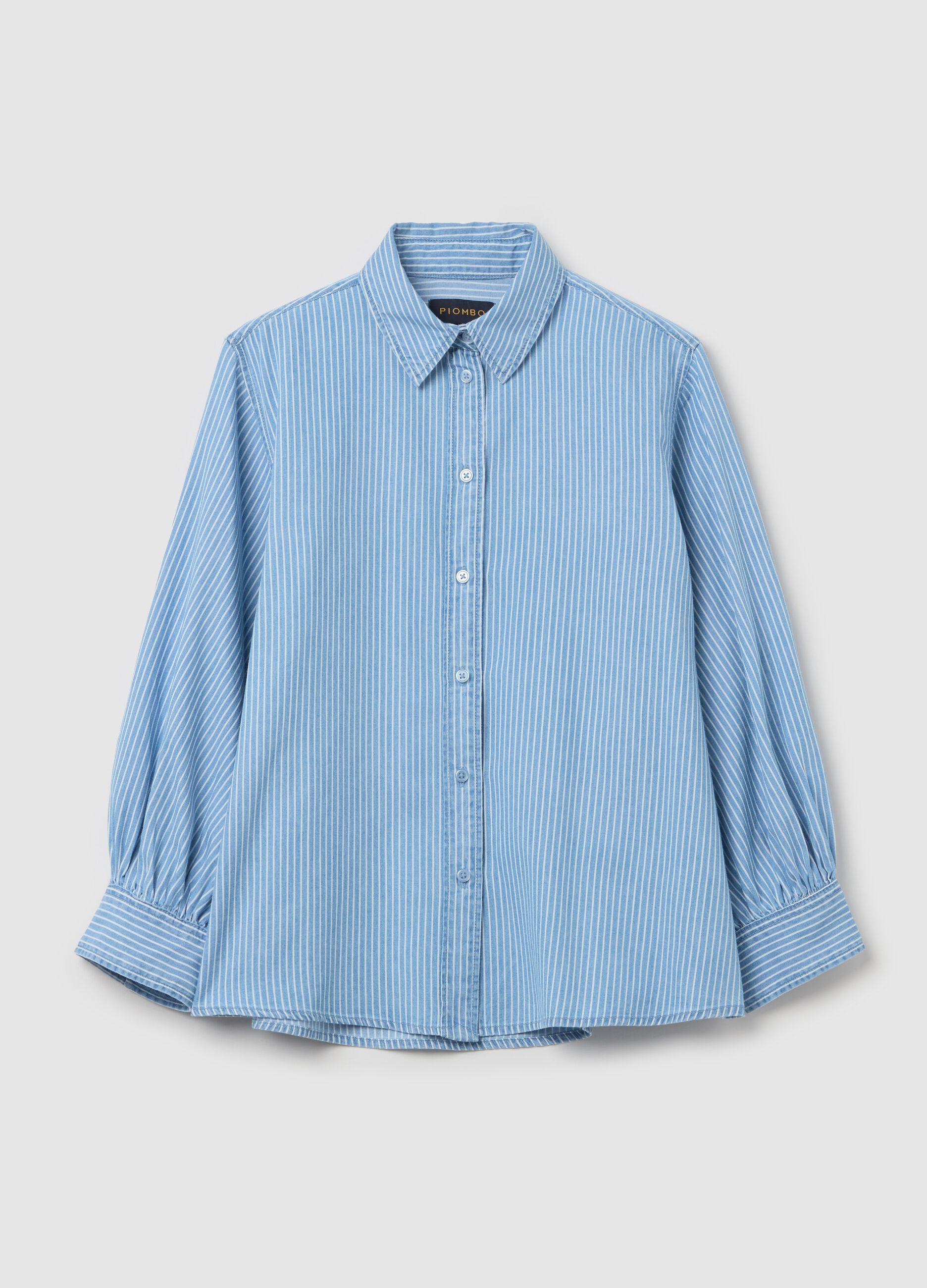 Striped fluid shirt with three-quarter sleeves