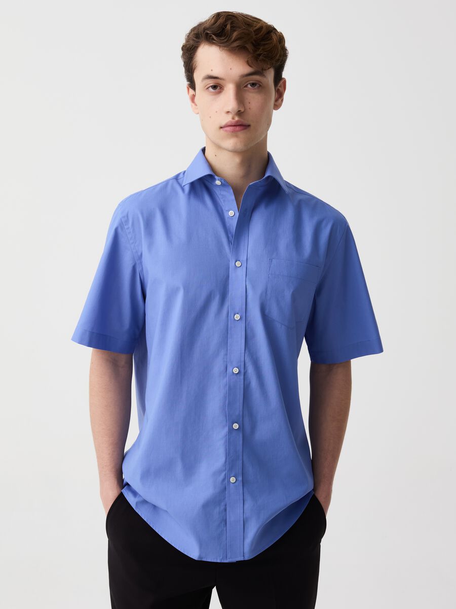 Short-sleeved regular-fit shirt with pocket_0