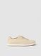 Beige lace-up trainers with visible stitching_0