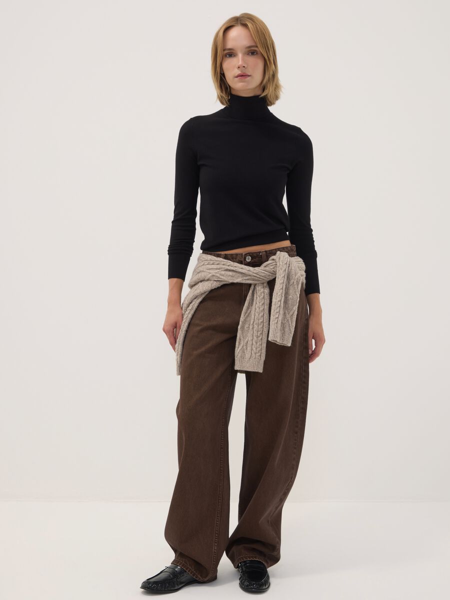 Jeans marroni in puro cotone barrel fit_0