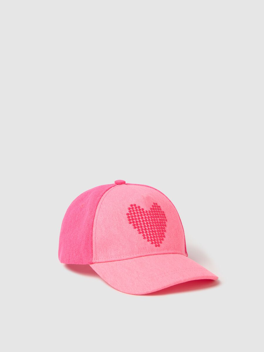 Pink baseball cap with diamanté heart_0