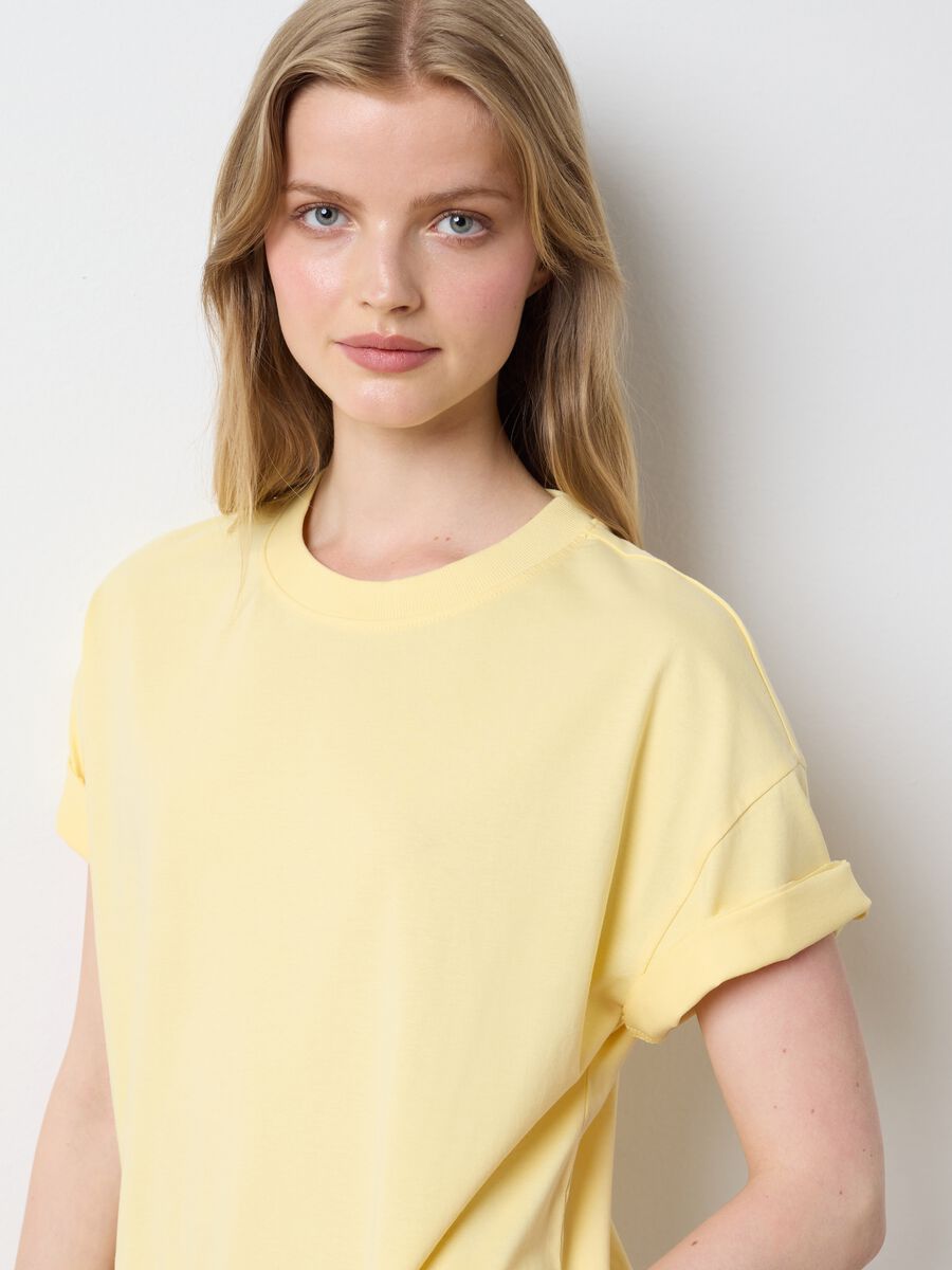 Les Copains Light Yellow Cotton T-shirt_2