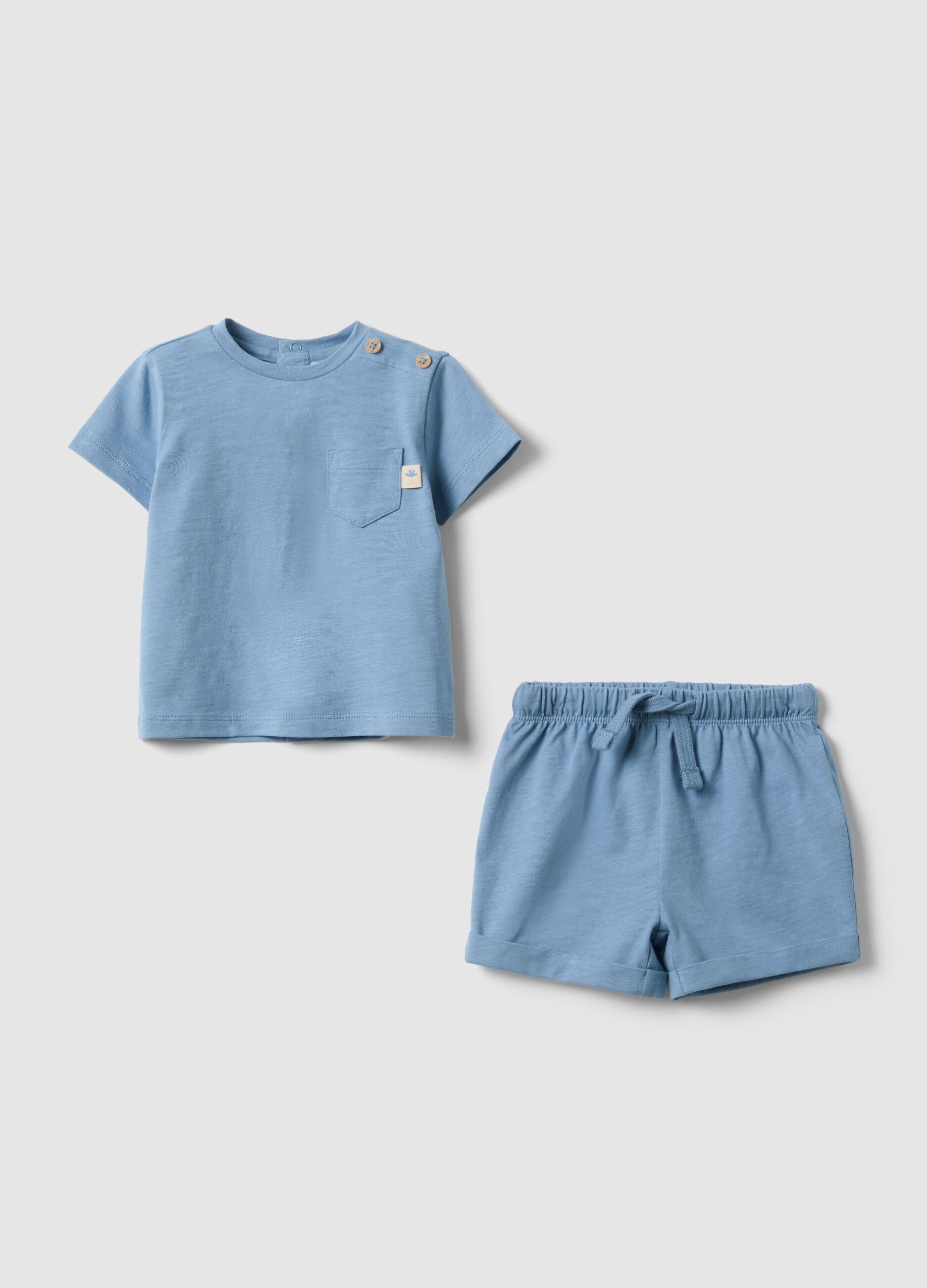 Sky blue regular fit pure cotton set for kids
