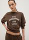 Brown crew-neck sweatshirt in regular fit cotton blend with lettering_0