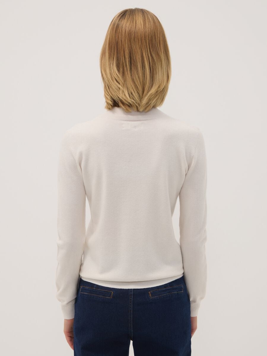 White viscose and wool blend jumper, regular fit_3
