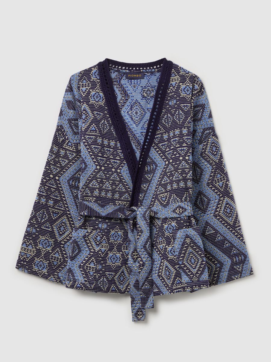 Kimono jacket with geometric jacquard pattern_4