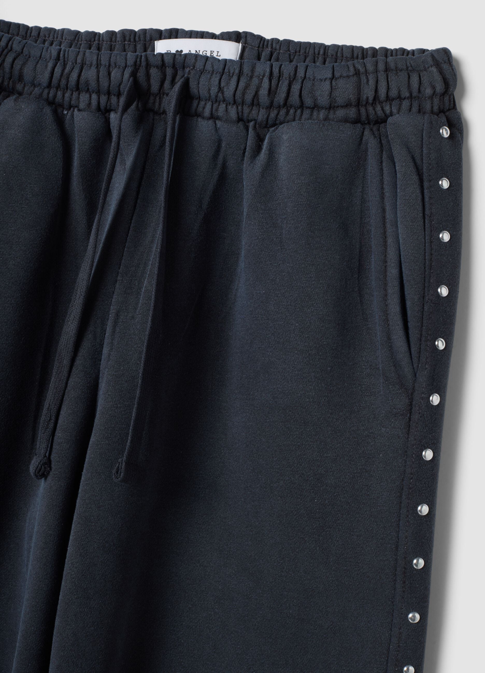 Jogger grigi wide leg in misto cotone con strass