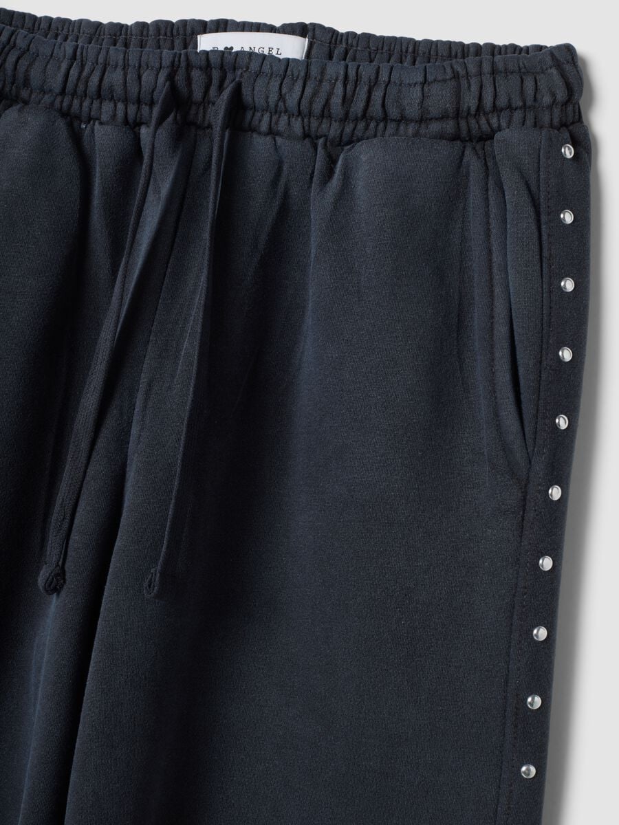 Jogger grigi wide leg in misto cotone con strass_6