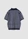 Blue striped pure cotton polo shirt_1