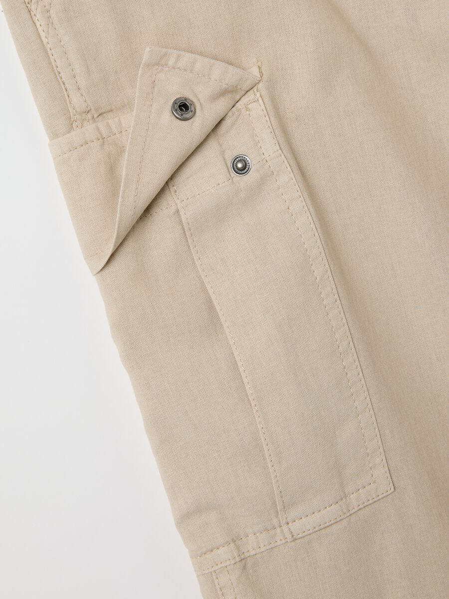Ovs Regular Cargo Trousers in Linen and Cotton_5