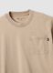 Beige pure cotton T-shirt with chest pocket, regular fit_1