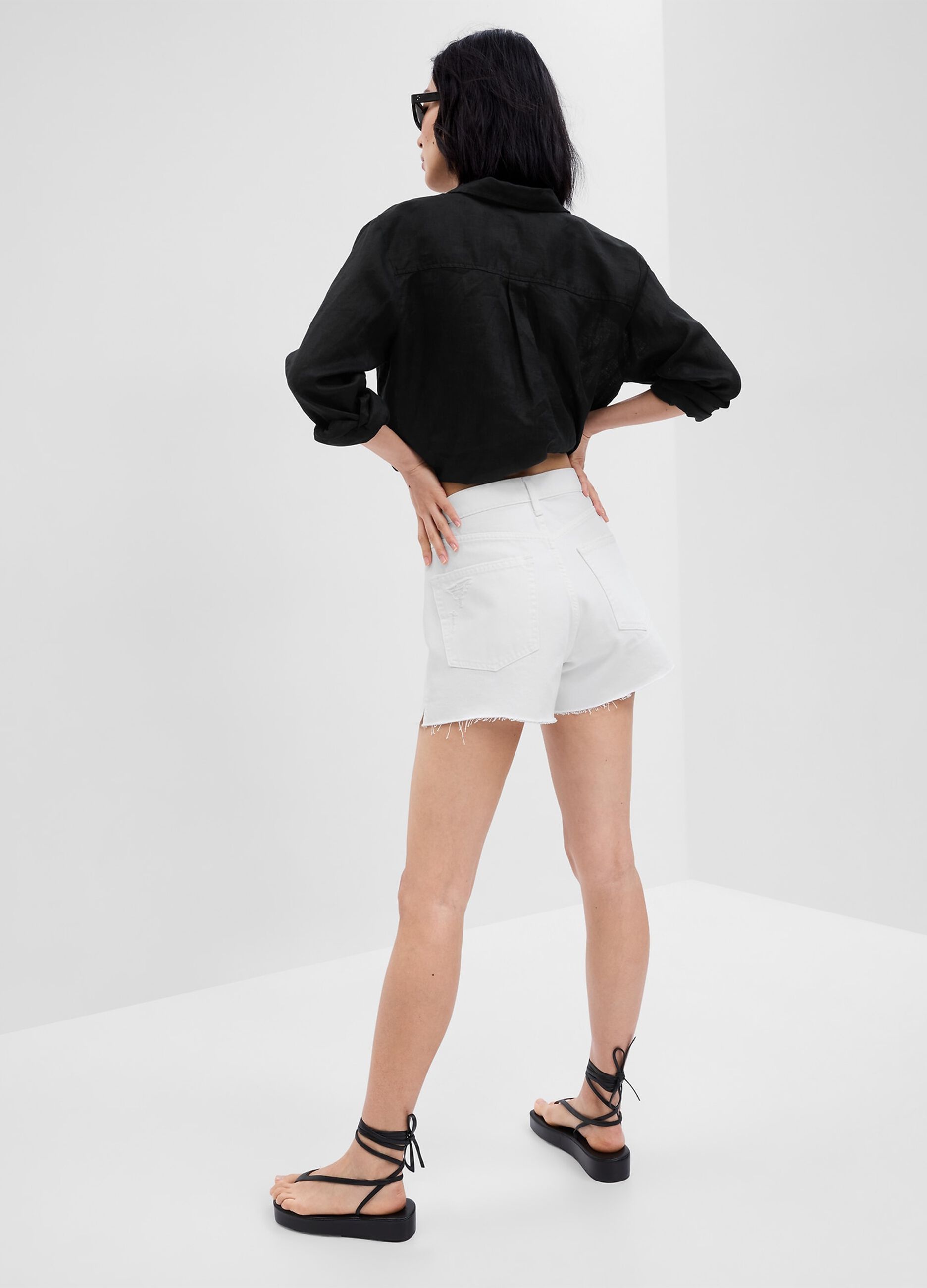 Shorts in denim a vita alta_1