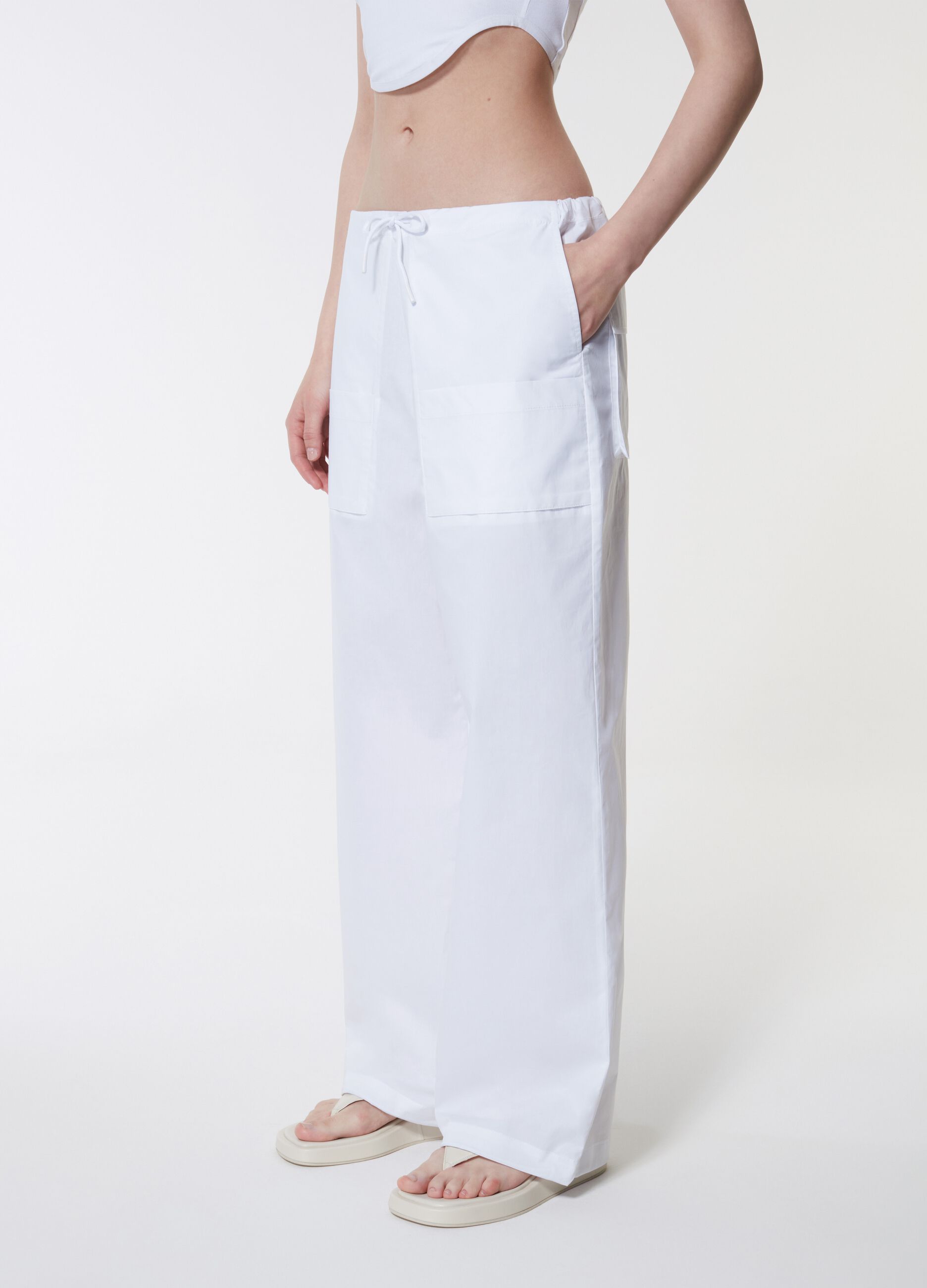 Wide Multi Pocket Pants White_1
