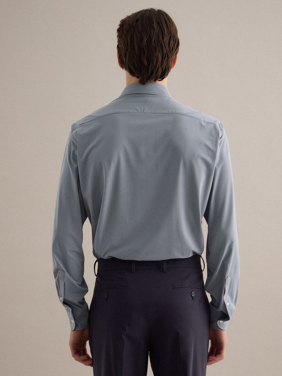 Blue Slim Fit Shirt with Buttons and Traditional Collar_2