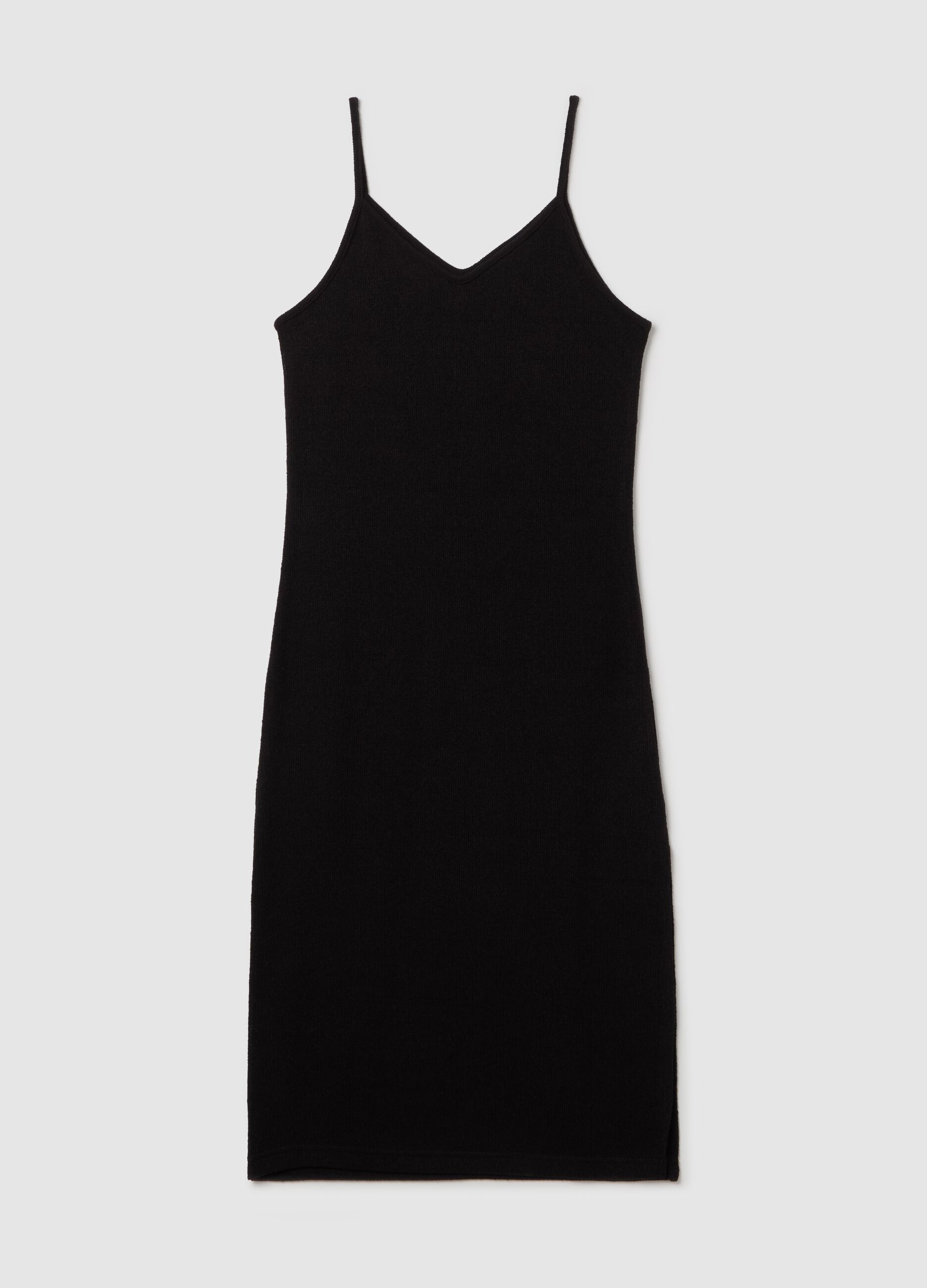 Black midi dress with spaghetti straps
