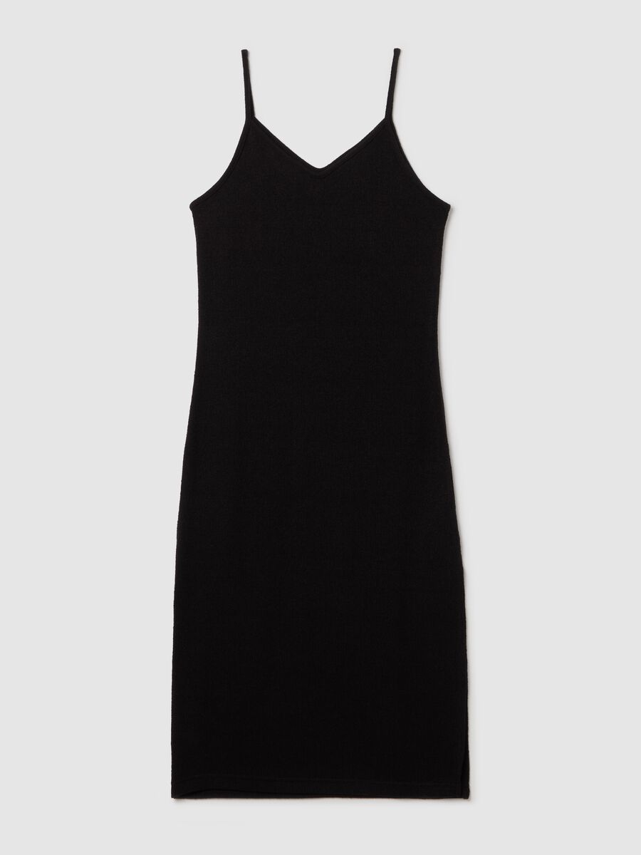 Black midi dress with spaghetti straps_4