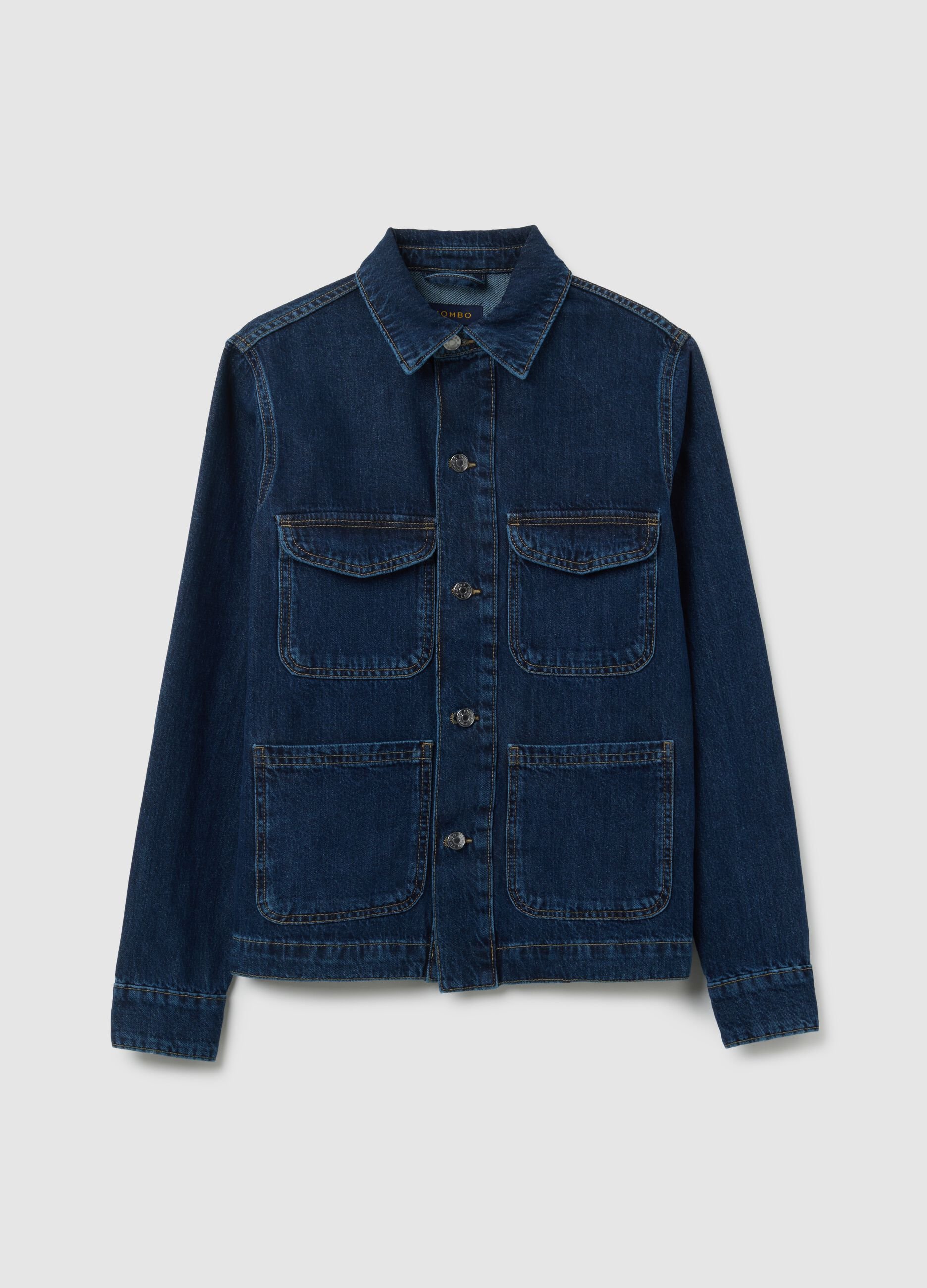 Giacca in puro cotone blu over fit