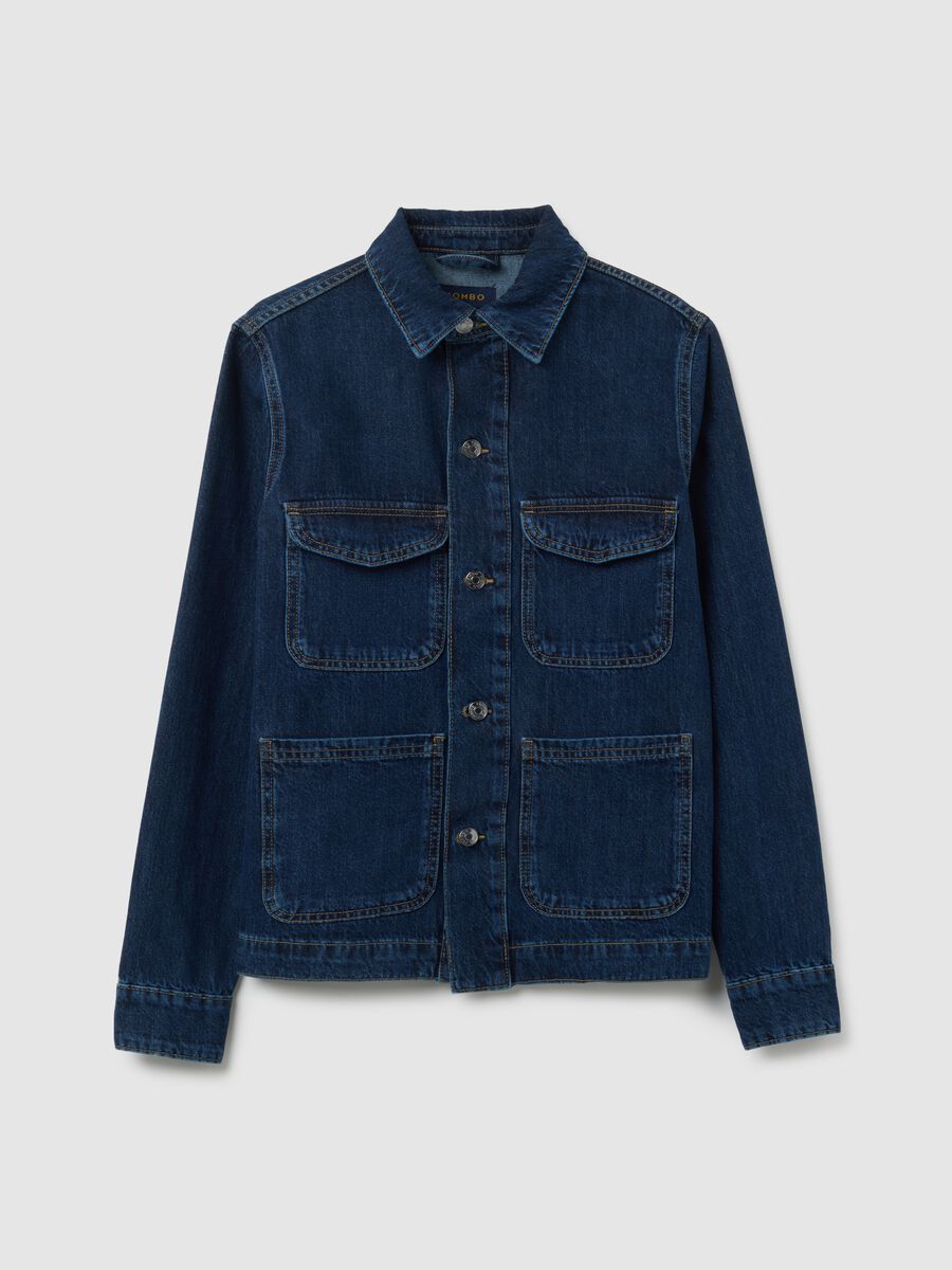 Giacca in puro cotone blu over fit_4