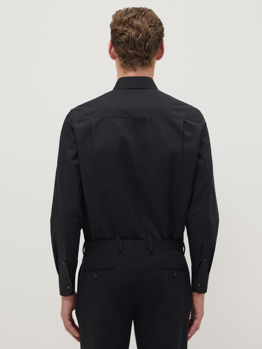 Black long sleeve regular fit easy iron shirt_2