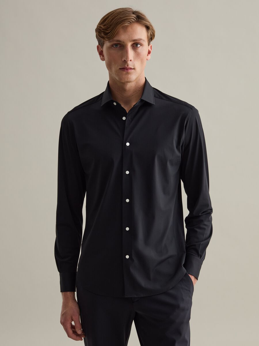 Contemporary easy-iron shirt in technical fabric_0