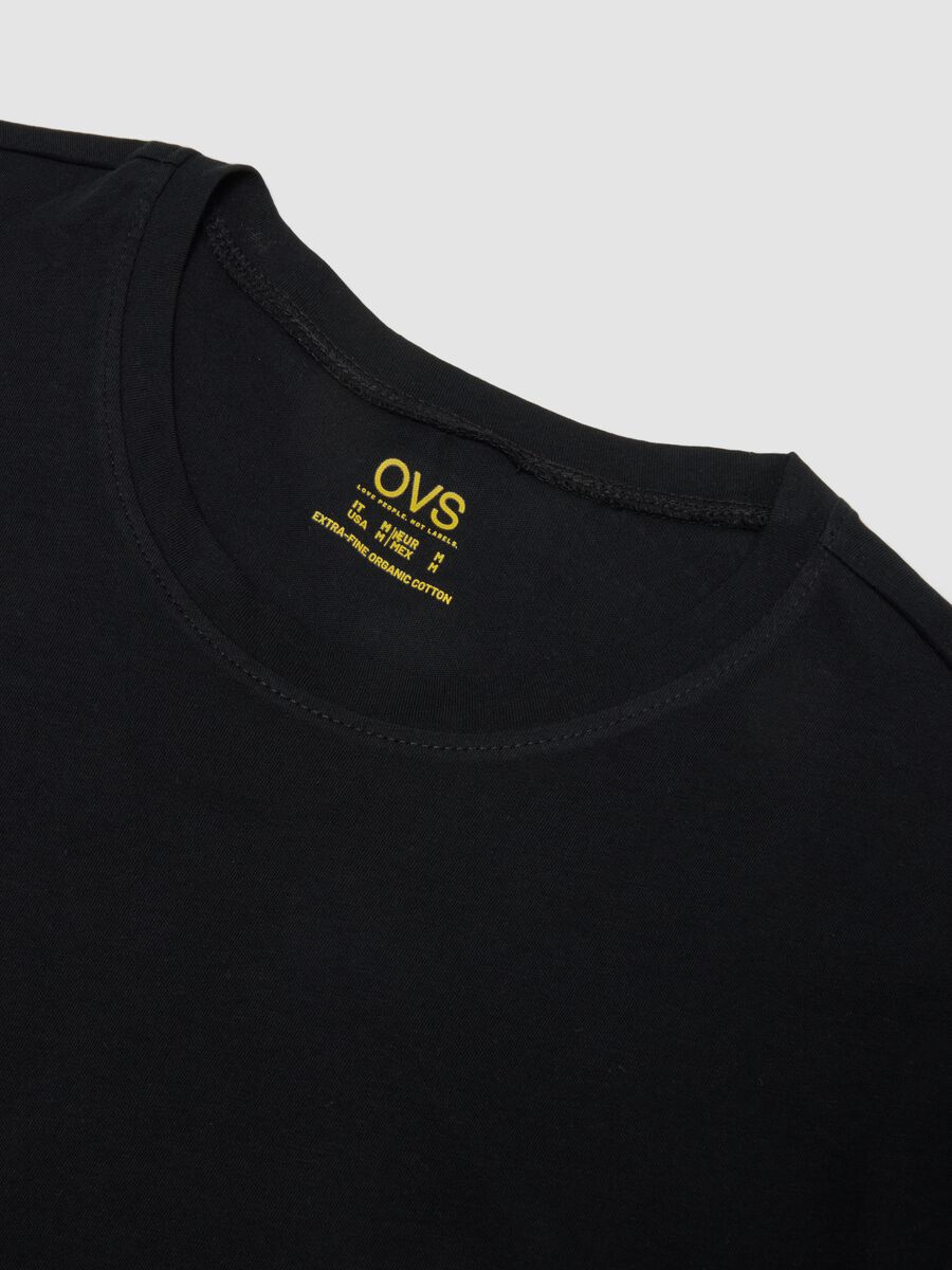 Two-pack of black crew-neck T-shirts in pure extra-fine cotton_5
