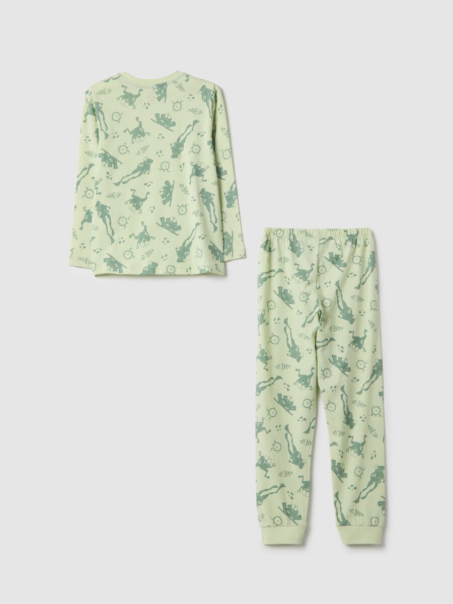 Children's regular fit green pure cotton pyjamas with prints_1